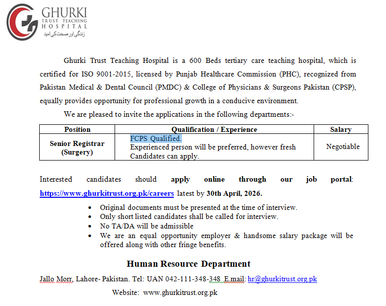 Senior Registrar (Surgery)